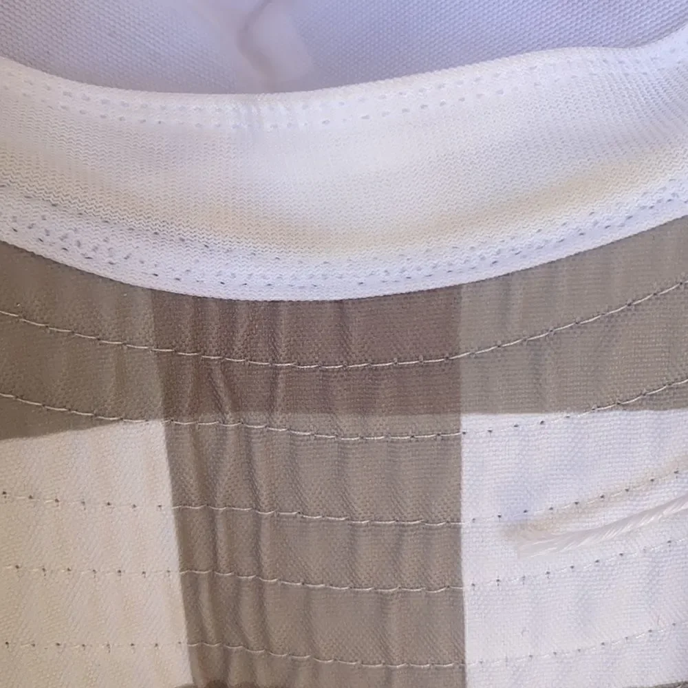 Free People Palmetto Wide Brim Packable Bucket Hat in Ivory & Grey Plaid